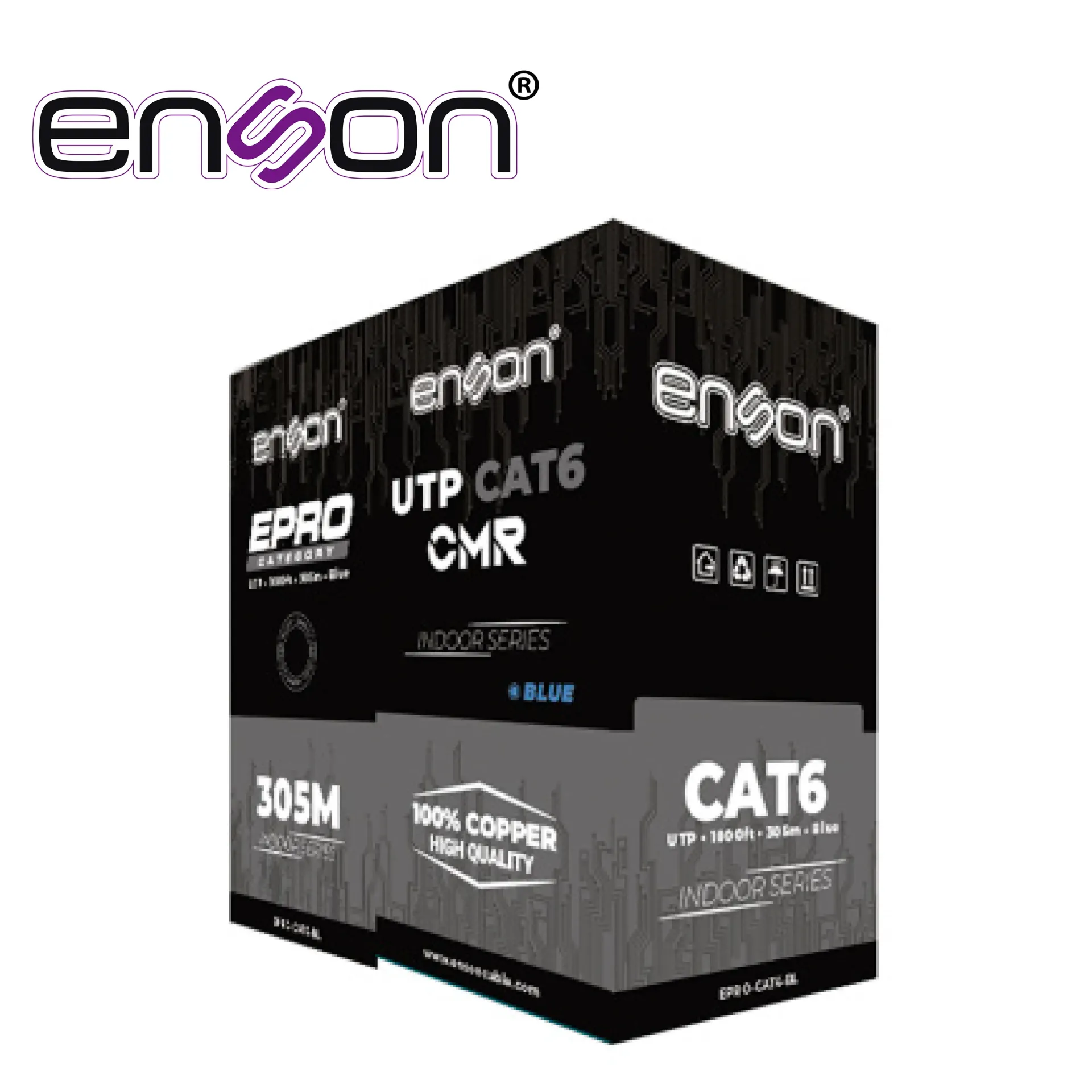 CABLE UTP CAT6 AZUL ENSON EPRO-CAT6-BL CRM / FORRO PVC / 4 PARES / CALIBRE 23 AWG / 100% COBRE